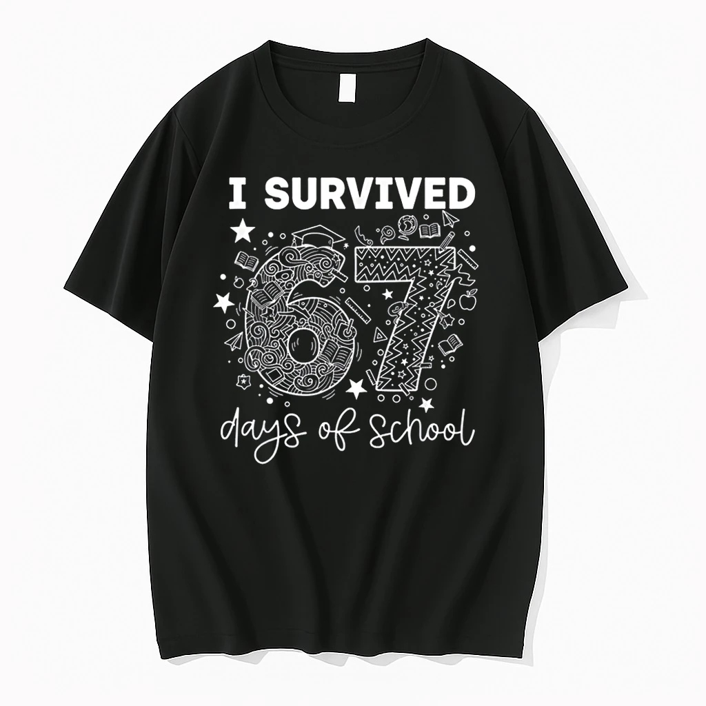 I Survived 67 Days Of School Funny Six Seven 6 7 Meme Shirts