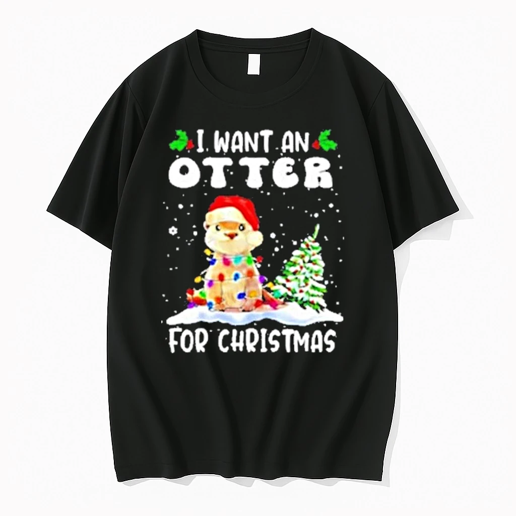 I Want An Otter For Christmas Santa Hat Shirts