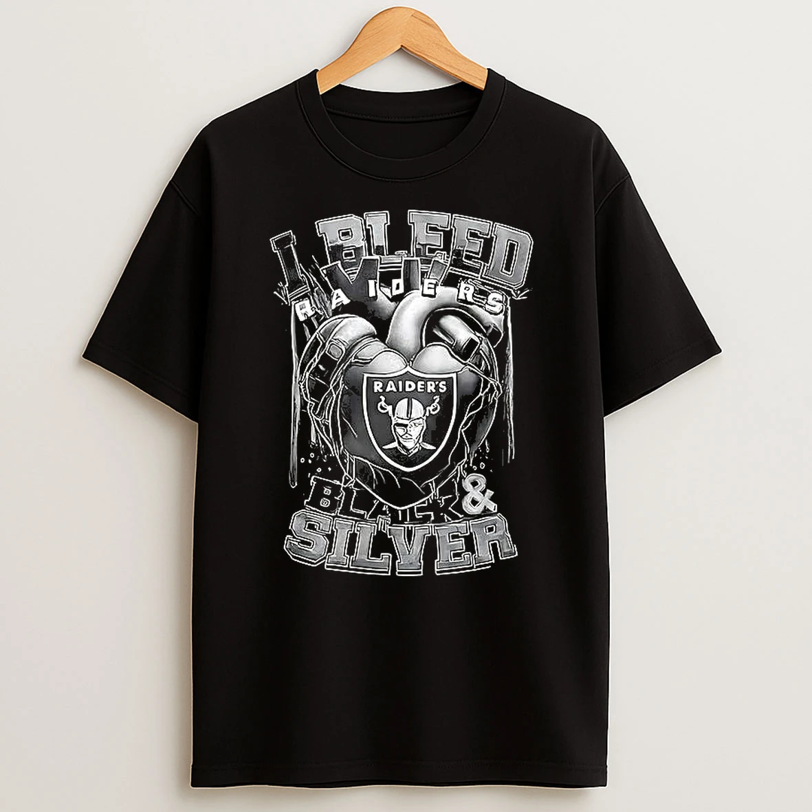 I Bleed Las Vegas Raiders Football Black And Silver Heart Shirts