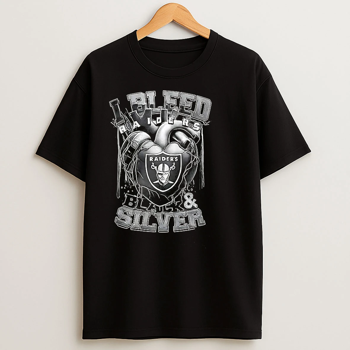 I Bleed Las Vegas Raiders Football Black And Silver Heart T Shirts
