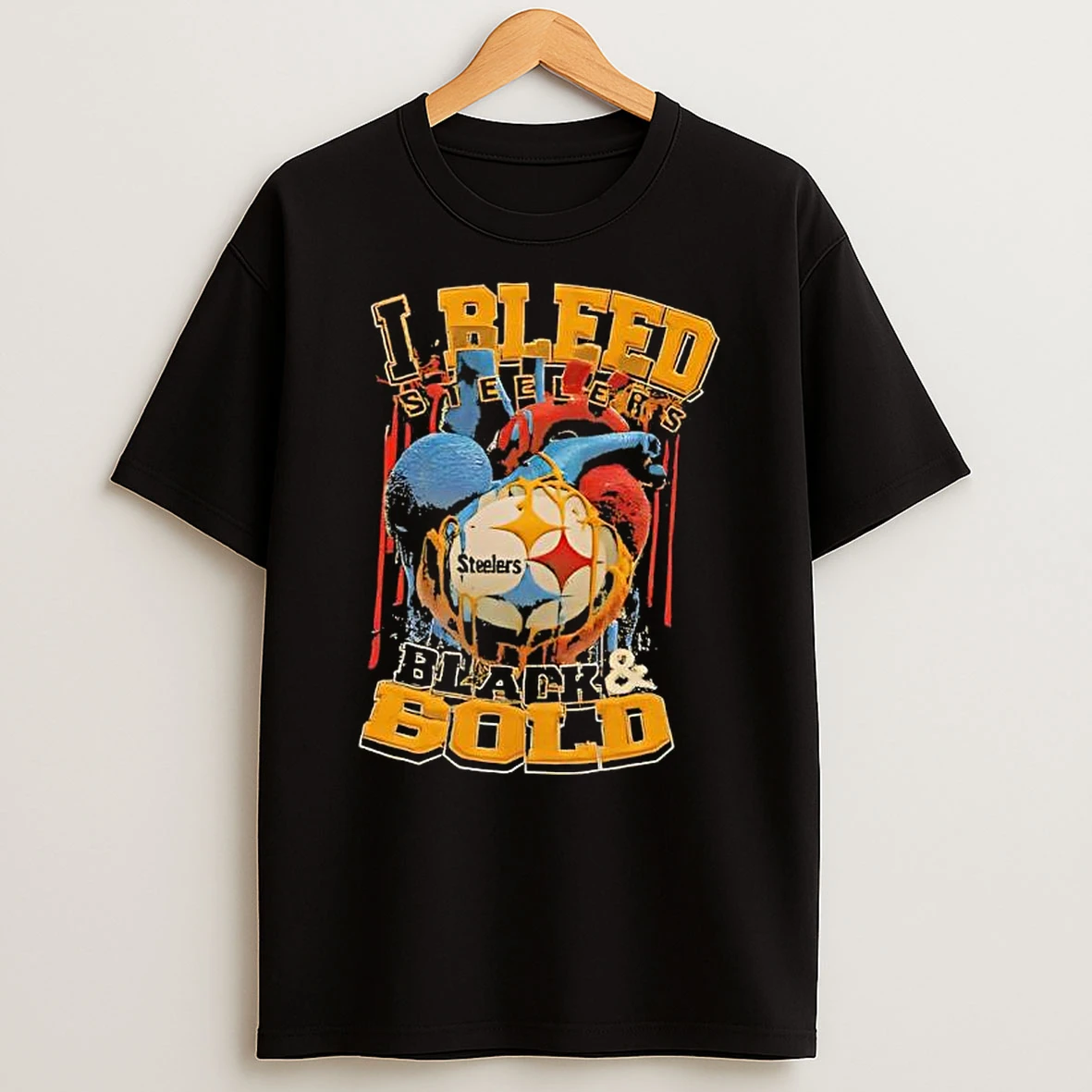 I Bleed Pittsburgh Steelers Black Bold Heart Shirts