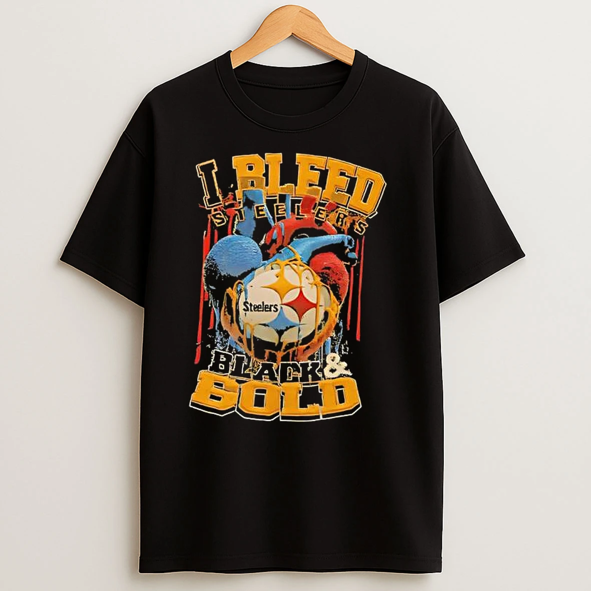 I Bleed Pittsburgh Steelers Black Bold Heart T Shirts