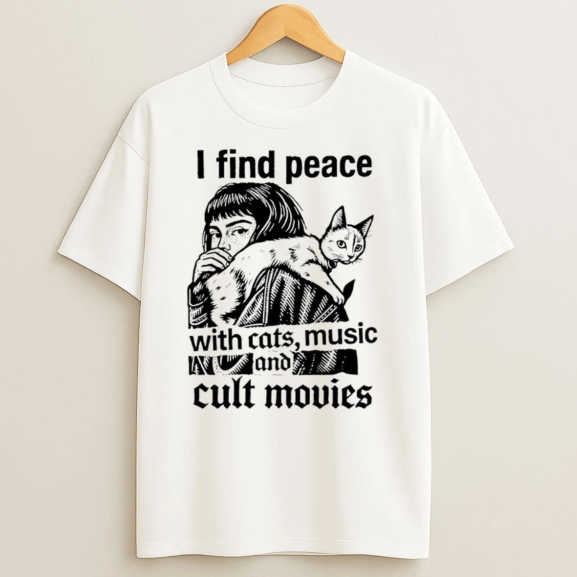 I Find Peace With Cats Music And Cult Movies Shirts