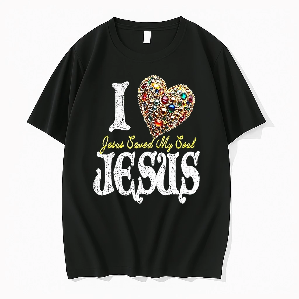 I Love Jesus Who Saved Me Life Gem Heart Christian Shirts