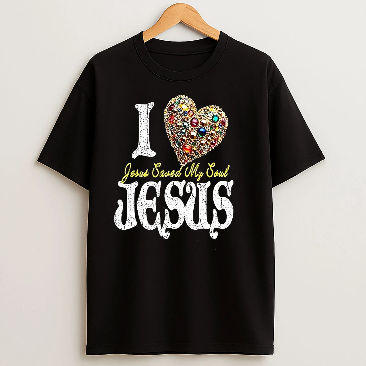 I Love Jesus Who Saved Me Life Gem Heart Christian T Shirts