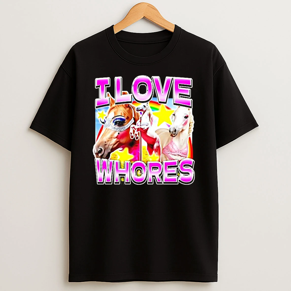 I Love Whores Pink Graphic Shirts