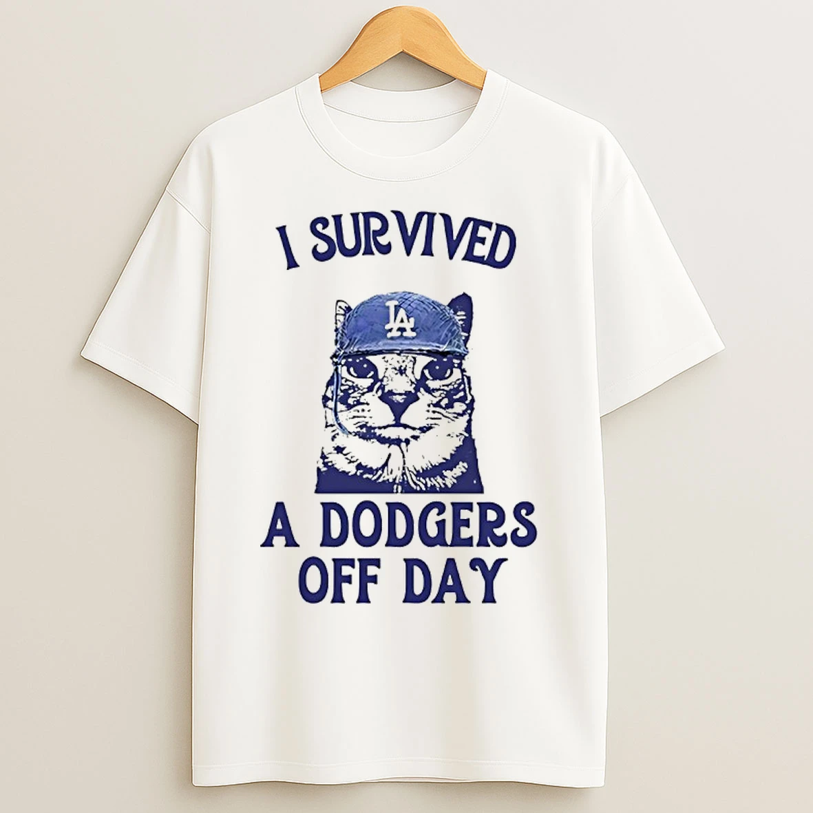I Survived A Dodgers Off Day Cat Meme T Shirts