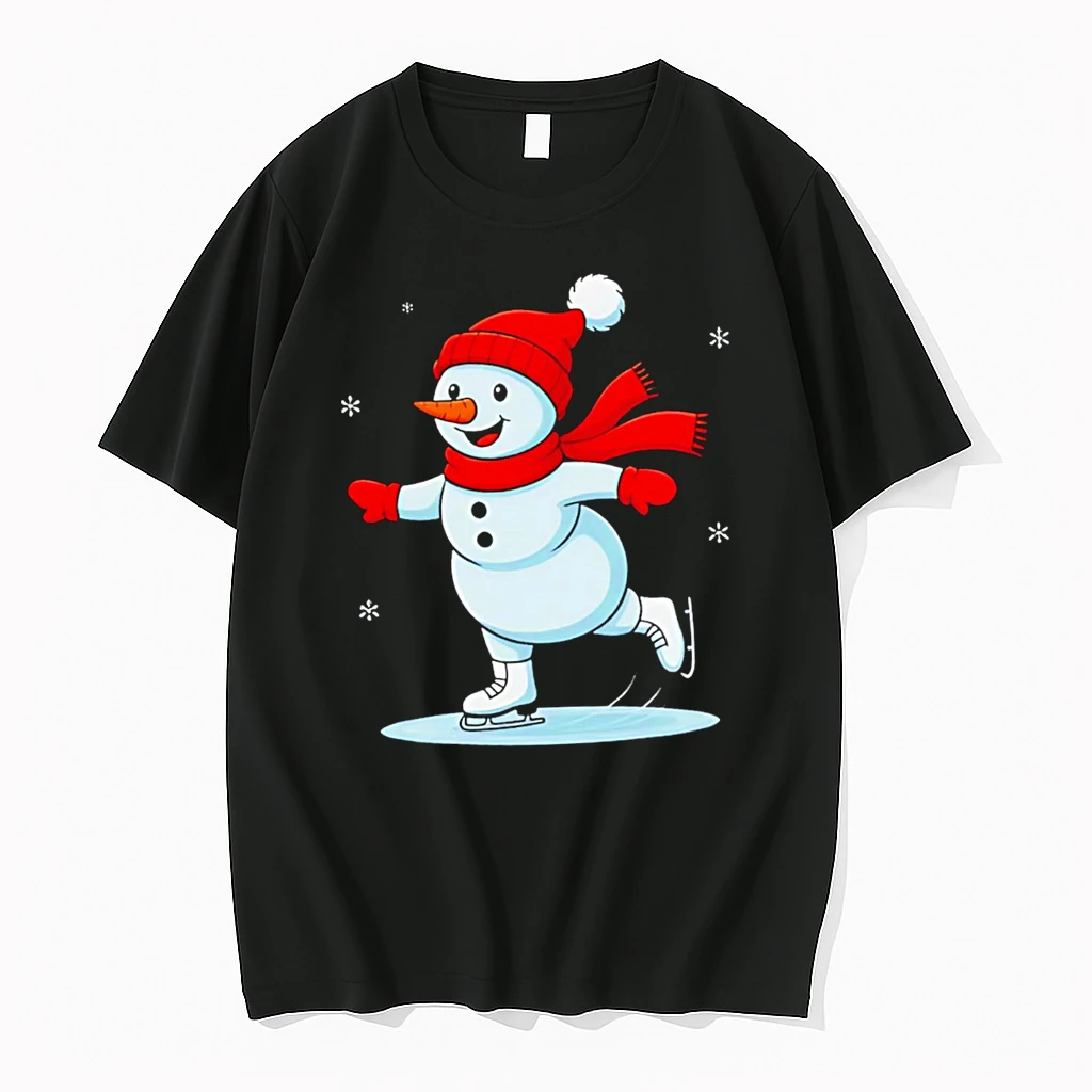 Ice Skating Snowman Christmas Funny Shirts