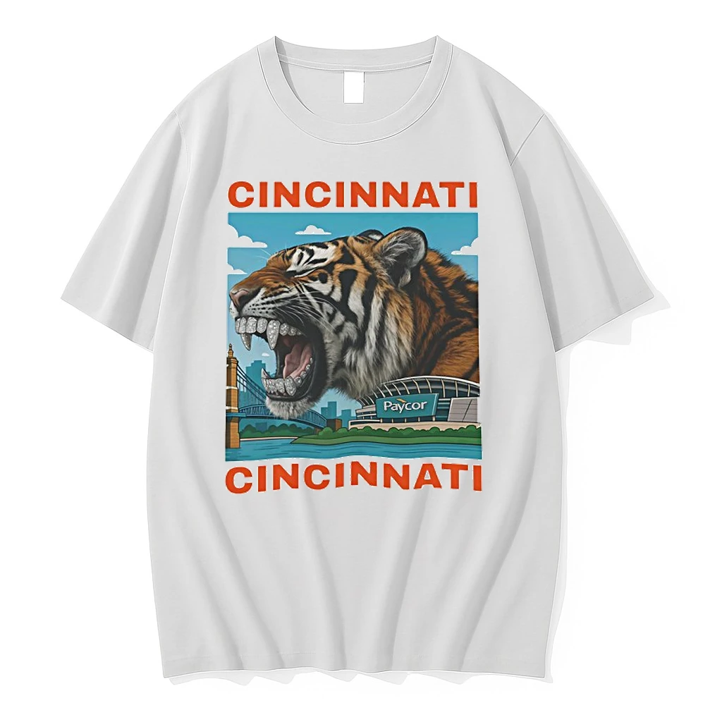Iced Out Grillz Cincinnati Tiger Graphic Roaring City Skyline Shirts