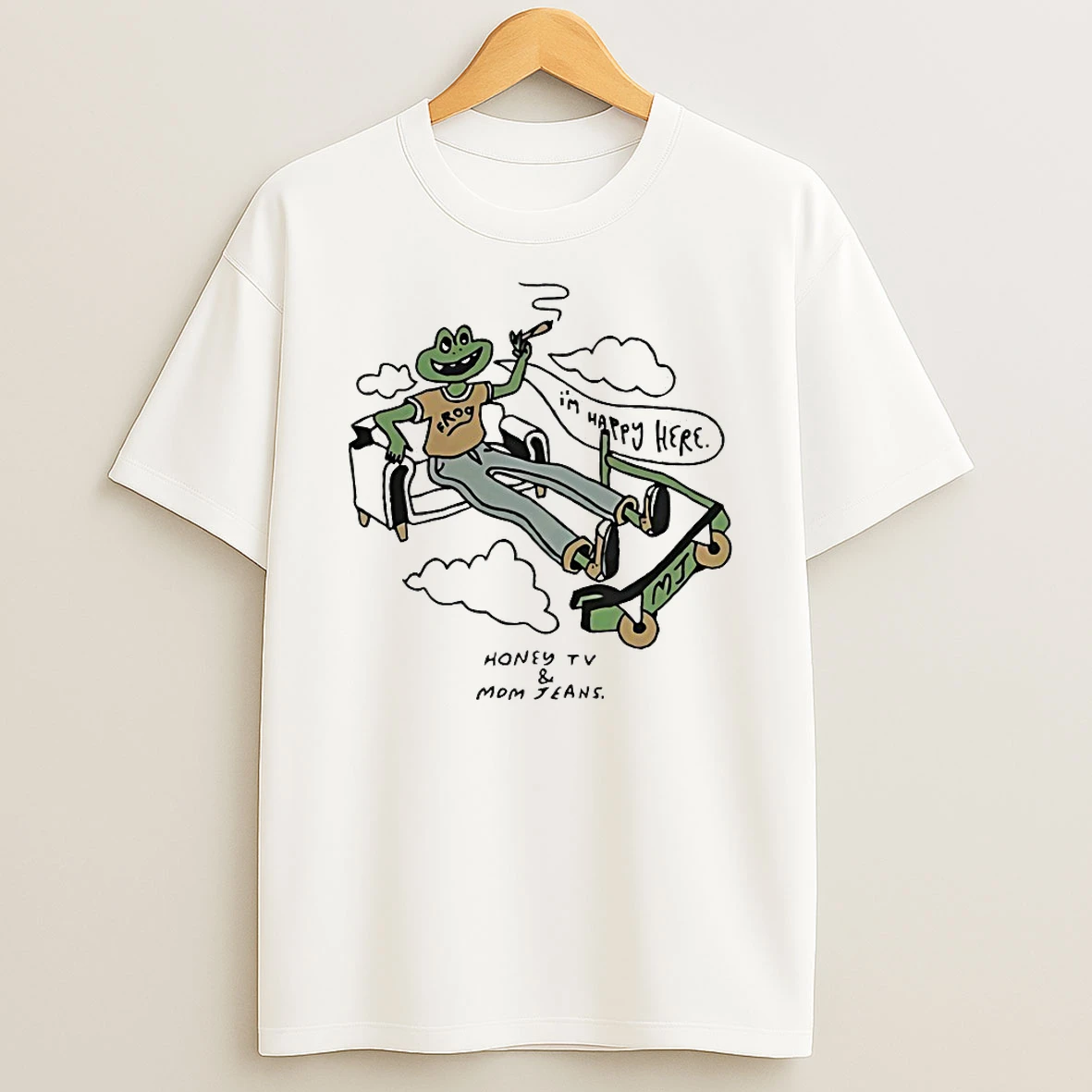Im Happy Here Frog Smoking Painting Shirts