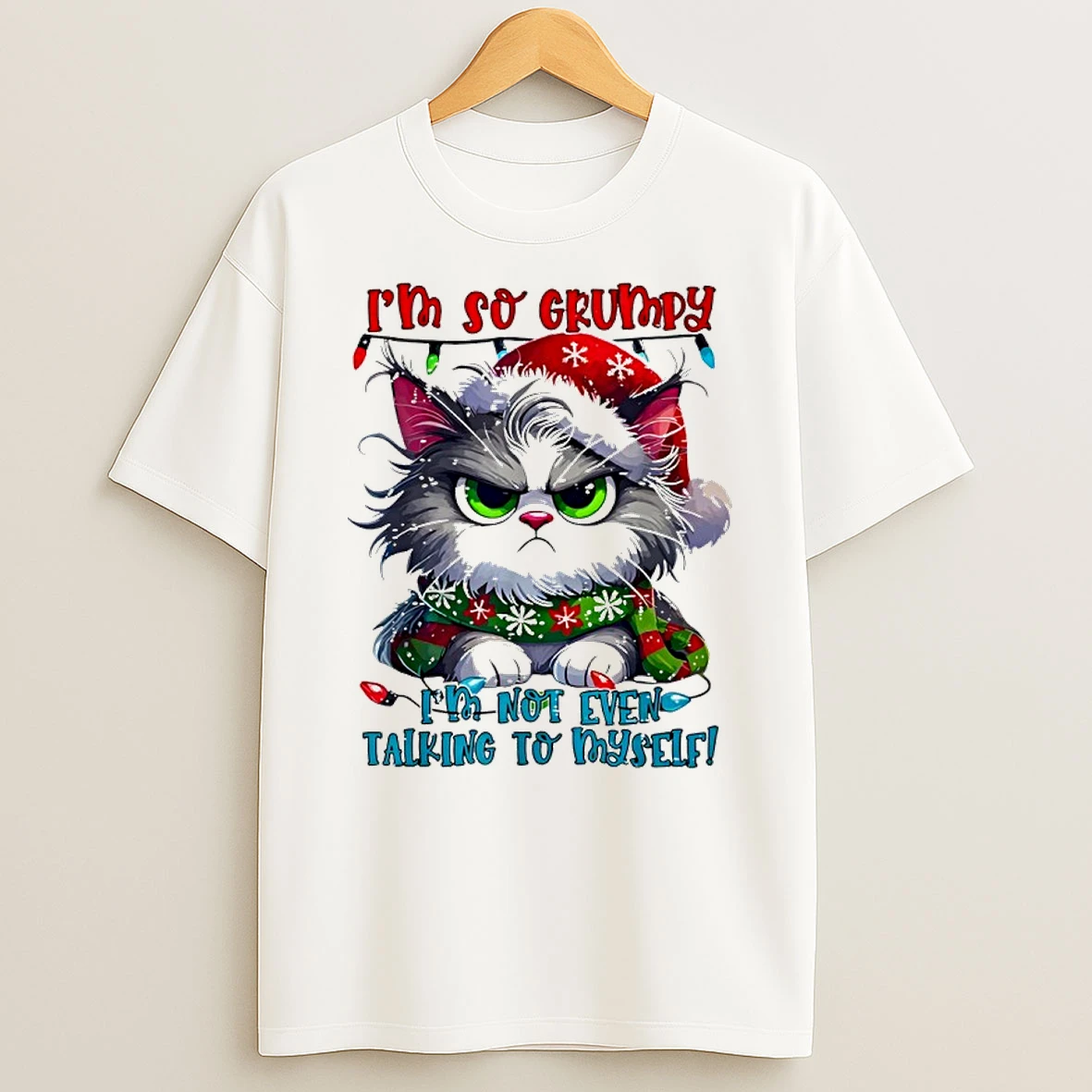 Im So Grumpy Im Not Even Talking To Myself Cat Christmas Shirts