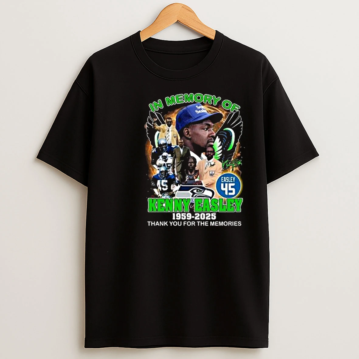 In Memory Of Kenny Easley Seattle Seahawks 1959 2025 Signature Circle Black T Shirts