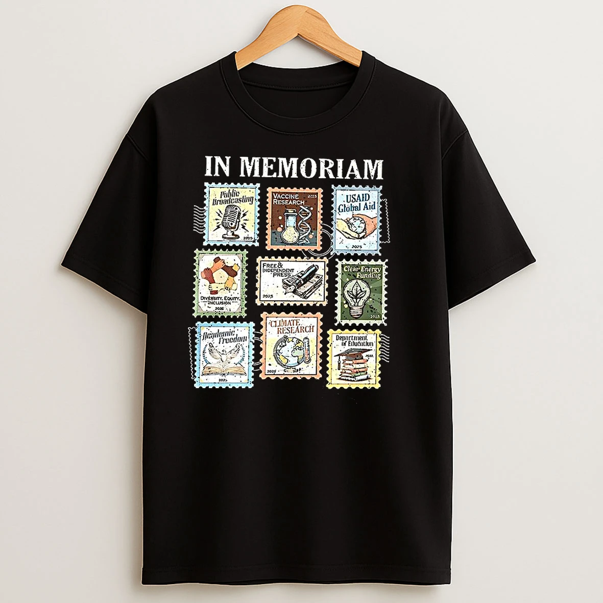 In Memoriam Resist Protest Postage Stamp Graphic T Shirts