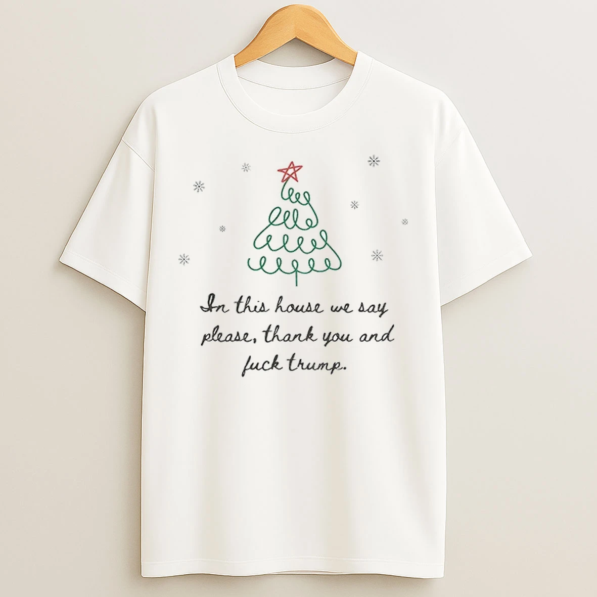 In This House We Say Please Thank You And Fuck Trump Funny Anti Trump Christmas T Shirts