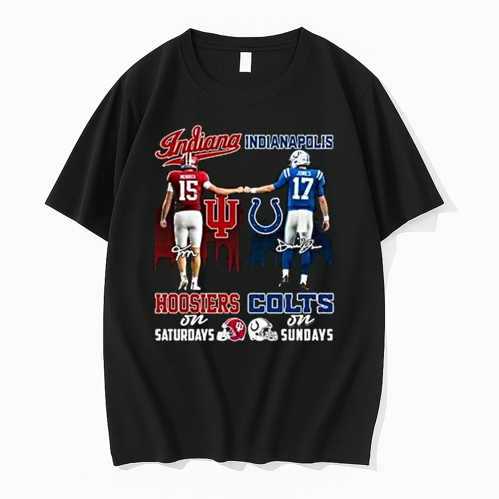 Indiana Hoosiers Fernando Mendoza On Saturdays And Indianapolis Colts Jones On Sundays Signatures 2025 Shirts