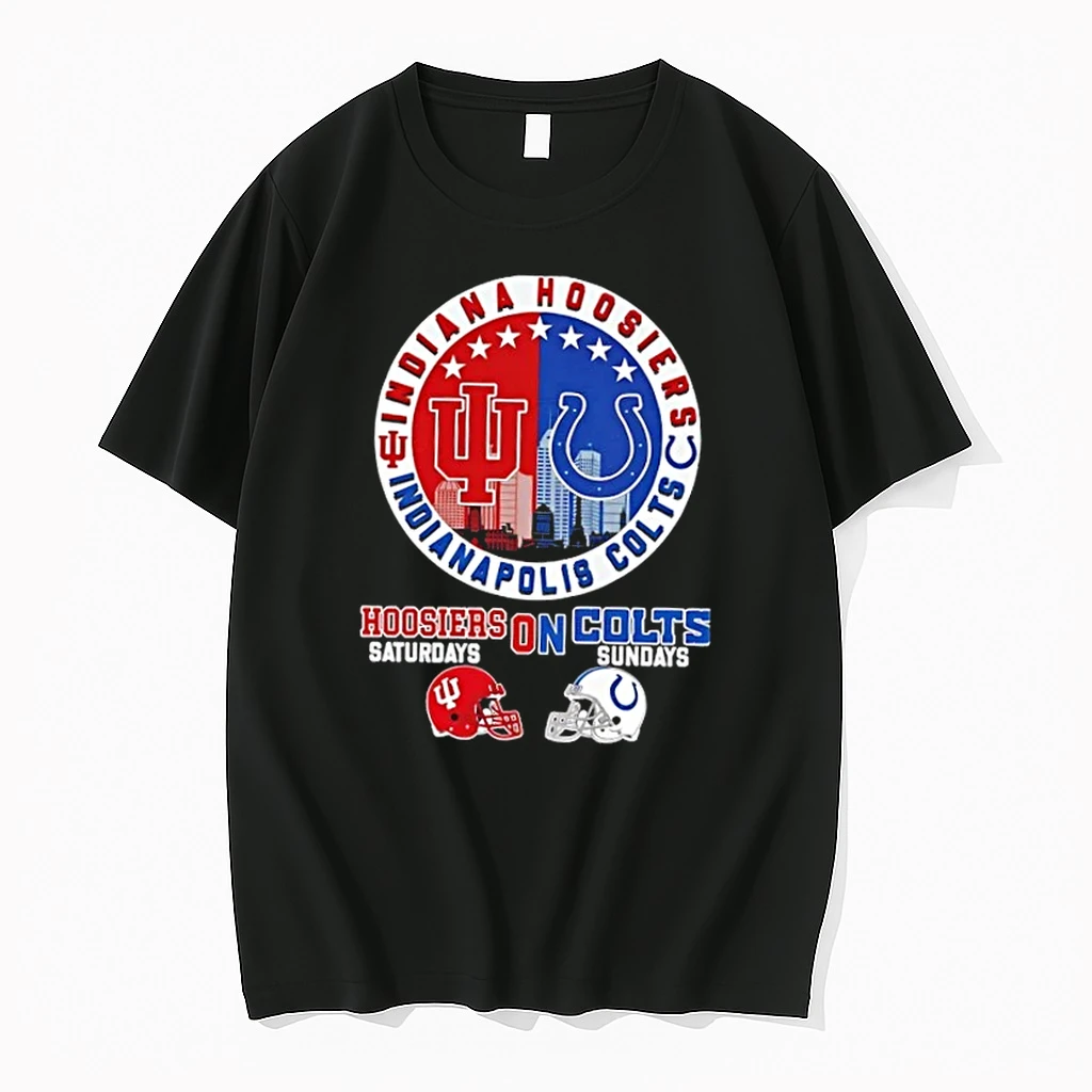 Indiana Hoosiers Saturdays On Indianapolis Colts Sundays Football Helmets Skyline Shirts