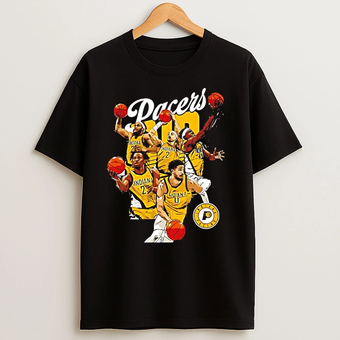 Indiana Pacers Starting 5 Player Collage Vintage T Shirts