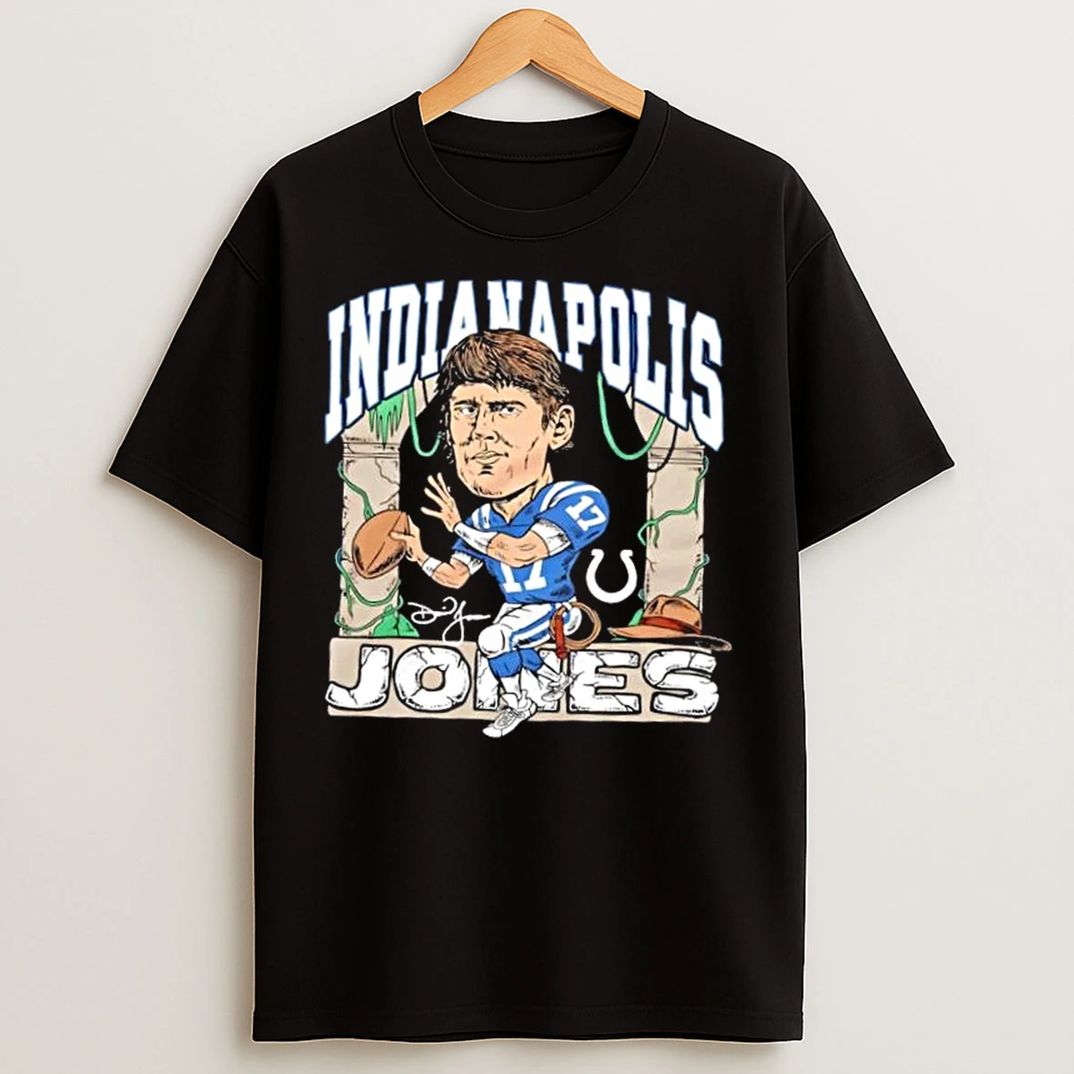 Indianapolis Colts Daniel Jones Caricature Signature T Shirts