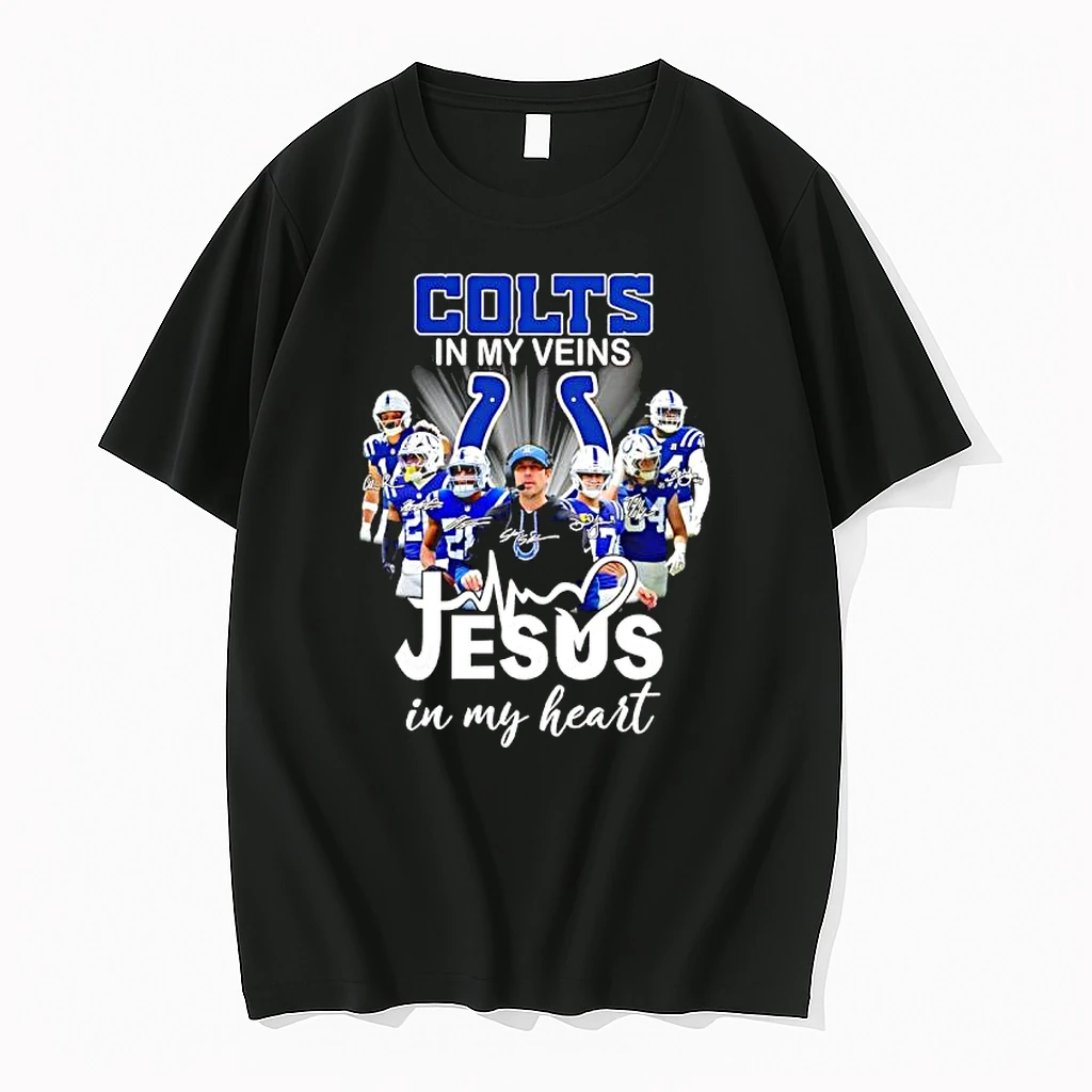 Indianapolis Colts In My Veins Jesus In My Heart Players Graphic Shirts