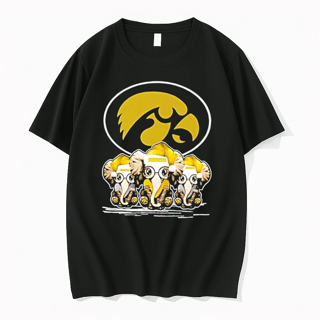 Iowa Hawkeyes X Elephants Santa Hat Merry Christmas Shirts