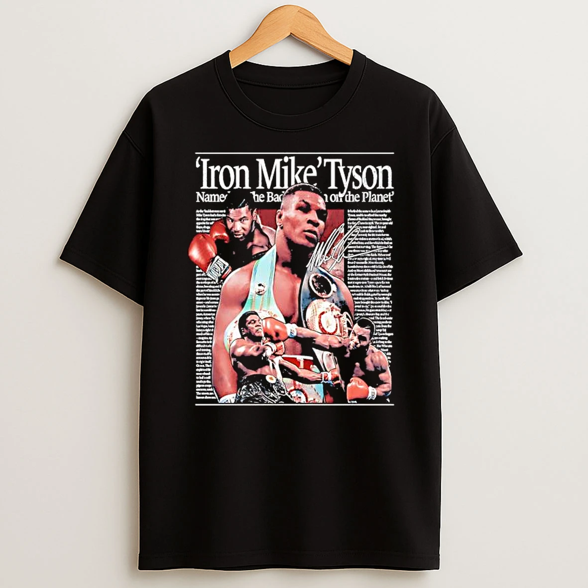 Iron Mike Tyson Newspaper Graphic Signature Shirts