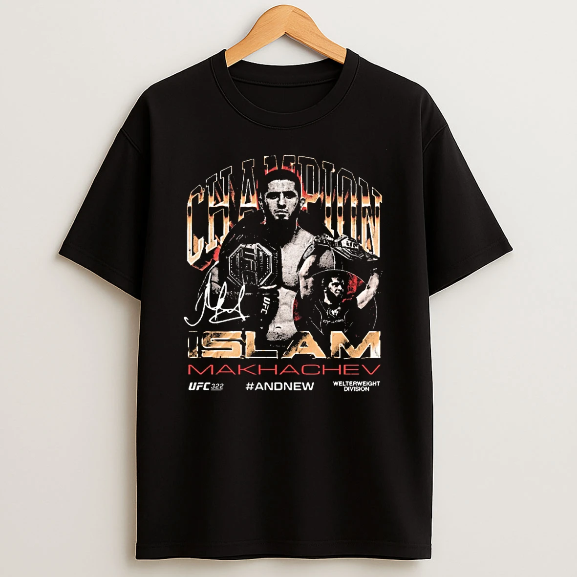 Islam Makhachev Ufc 322 And New Mens Welterweight Division Champion Signature Shirts