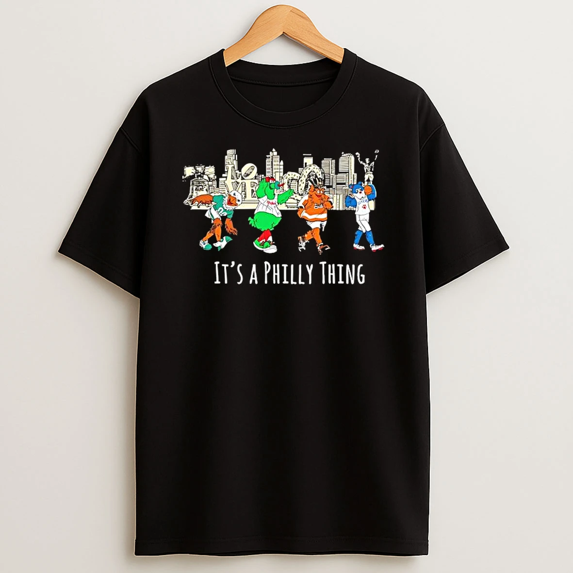 Its A Philly Thing Philadelphia Sports Mascots Skyline Black Shirts