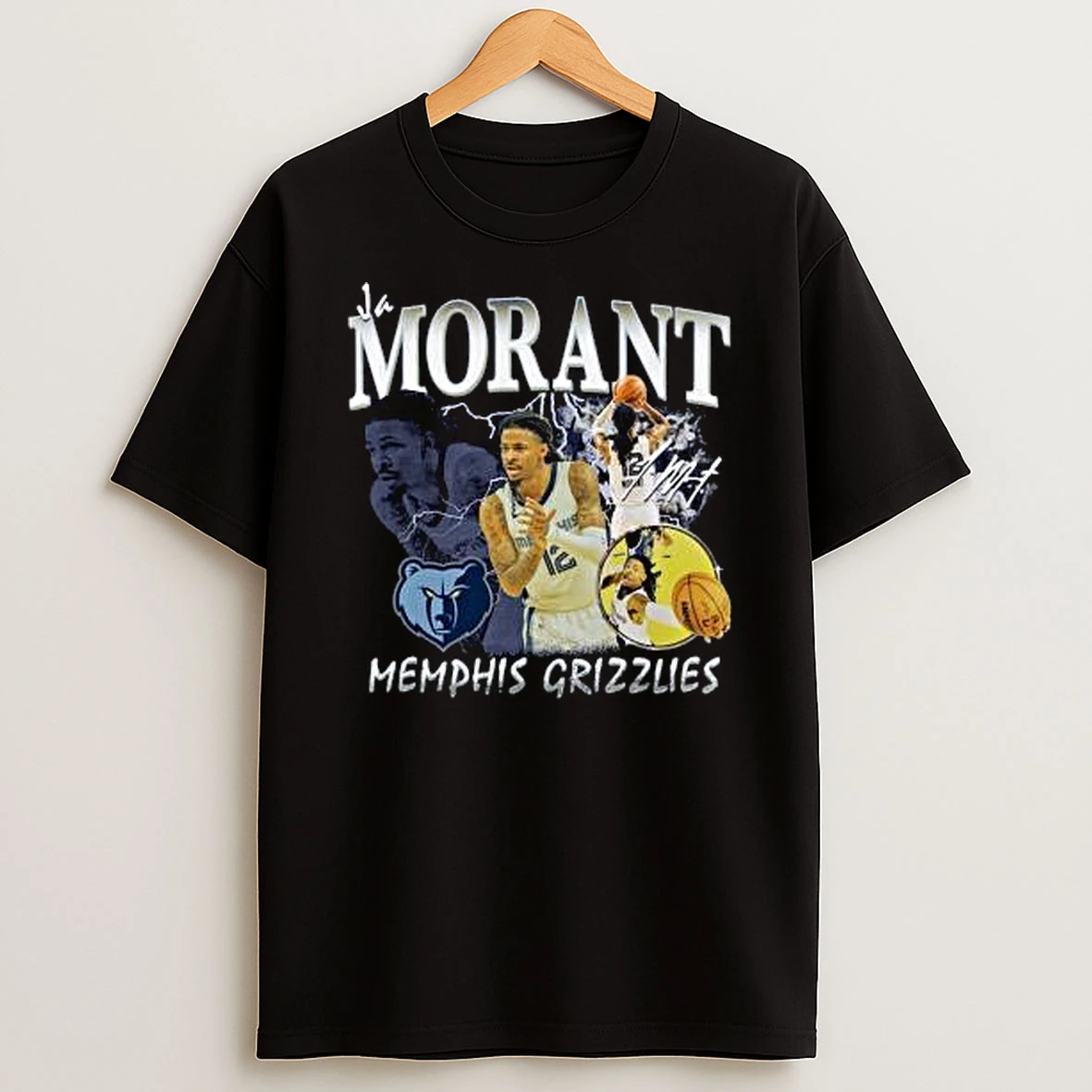 Ja Morant Navy Memphis Grizzlies Player Collage Signature Shirts