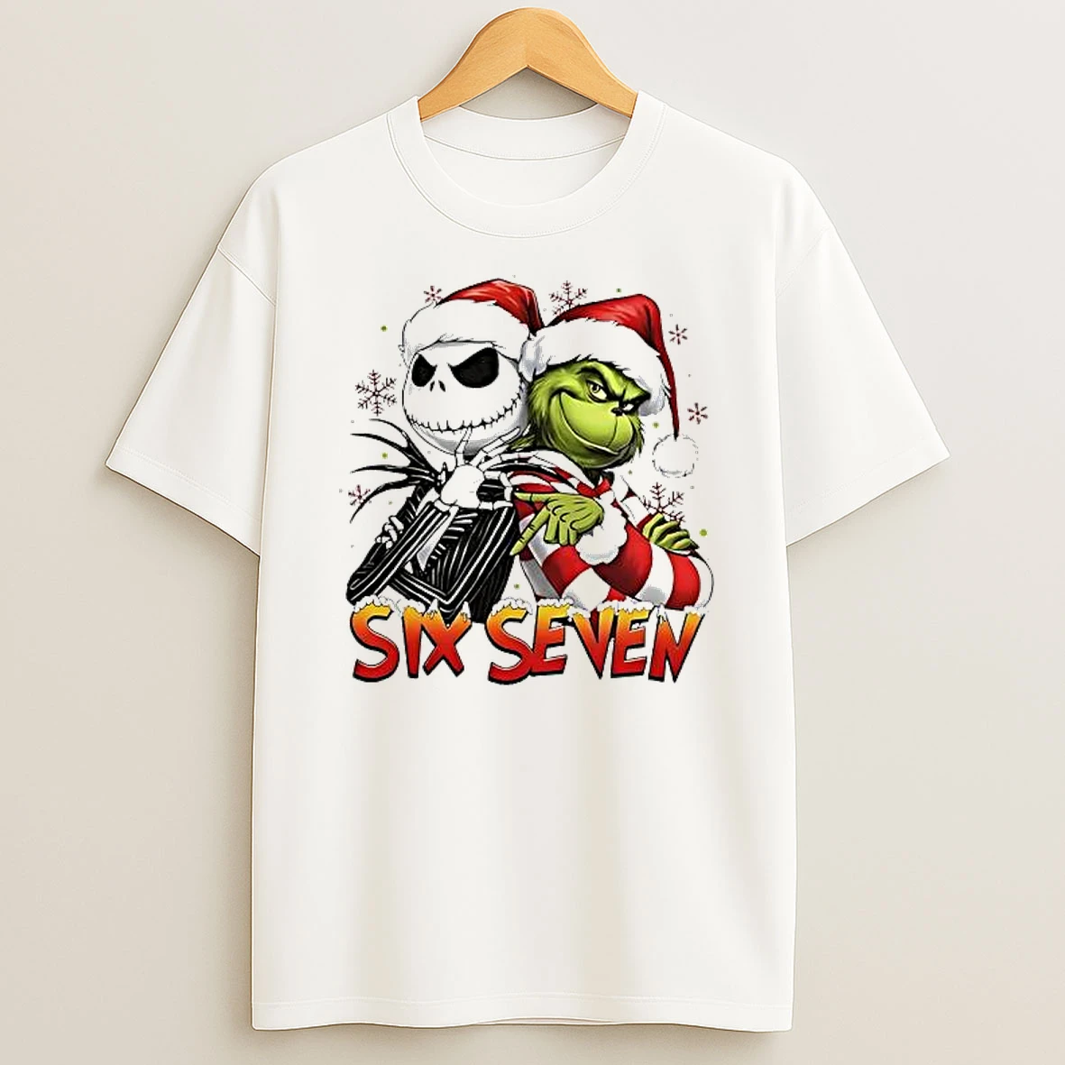 Jack Skellington And Grinch Funny Six Seven Meme Christmas Shirts