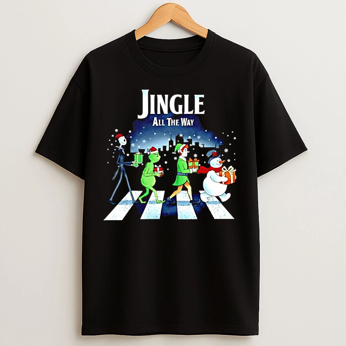 Jack Skellington X Abbey Road Jingle All The Way Chrismas Graphic T Shirts
