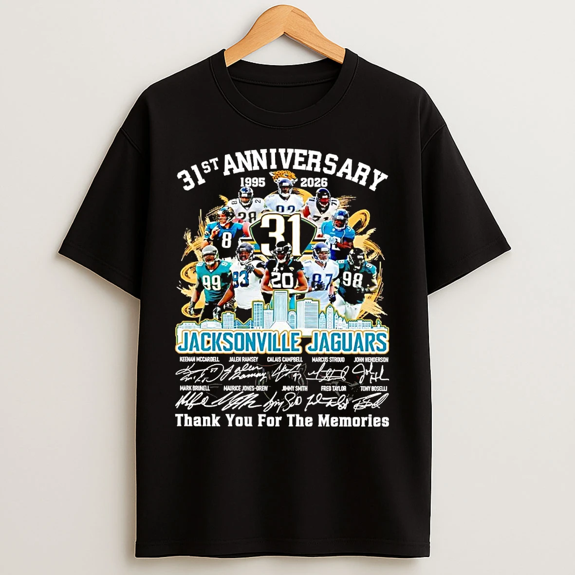 Jacksonville Jaguars 31st Anniversary 1995 2026 Team Players T Shirts