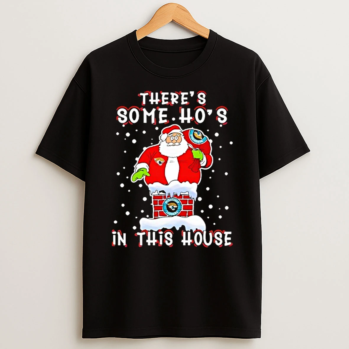 Jacksonville Jaguars Football Christmas There Is Some Hos In This House Santa Stuck In The Chimney Shirts