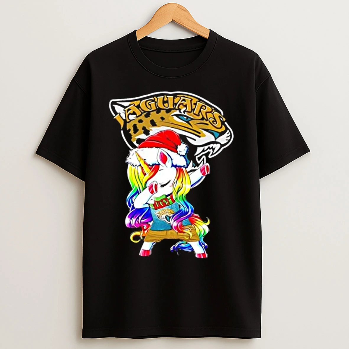 Jacksonville Jaguars X Unicorn Santa Hat Dabbing Merry Christmas T Shirts