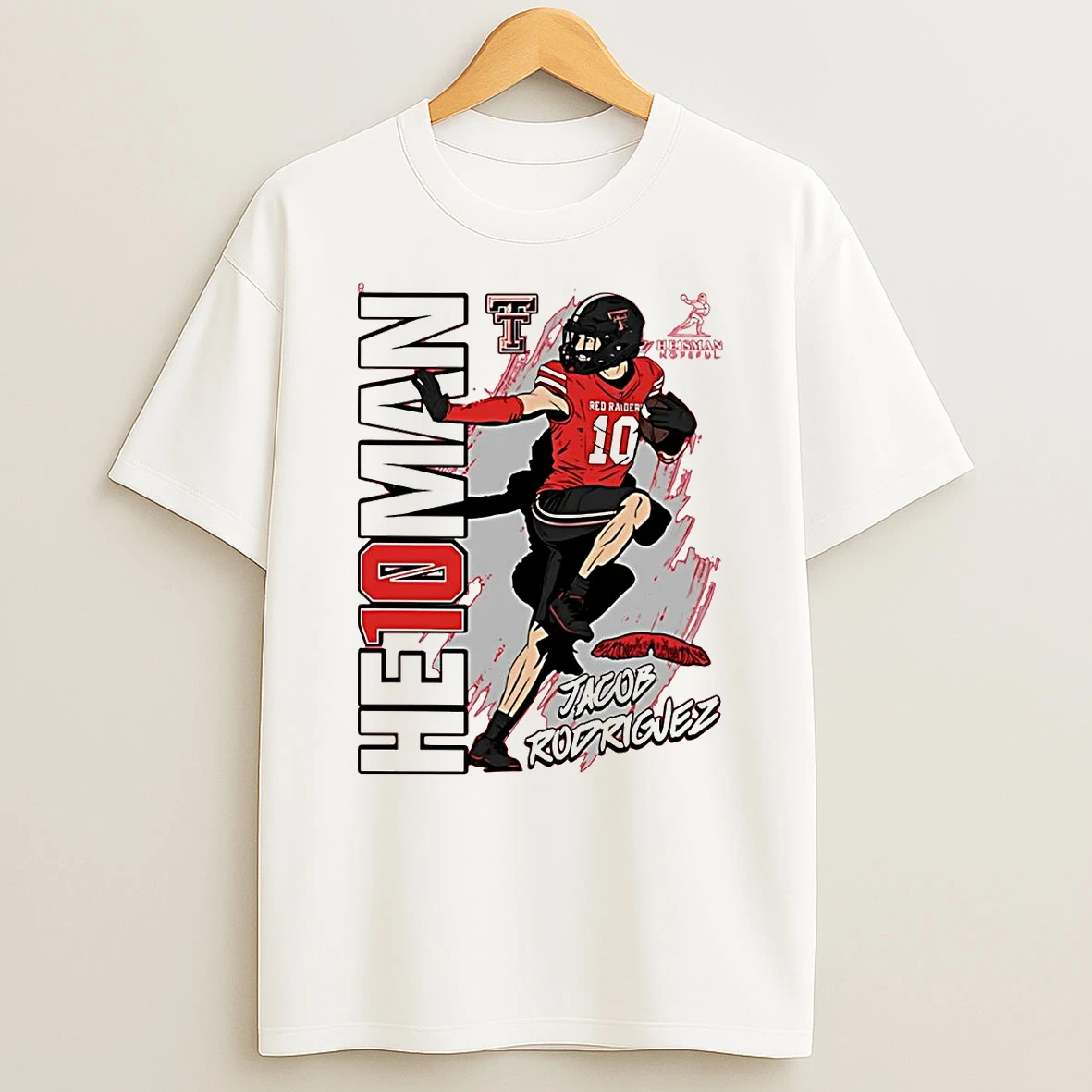Jacob Rodriguez He10man Heisman Texas Tech Red Raiders Shirts