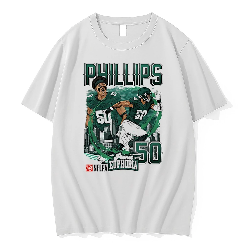 Jaelan Phillips 50 Philadelphia Eagles City Skyline Graphic Shirts