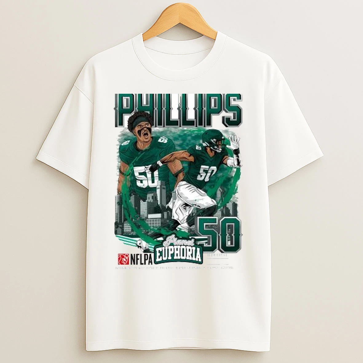Jaelan Phillips Philadelphia Eagles Nflpa 2025 Circle White T Shirts
