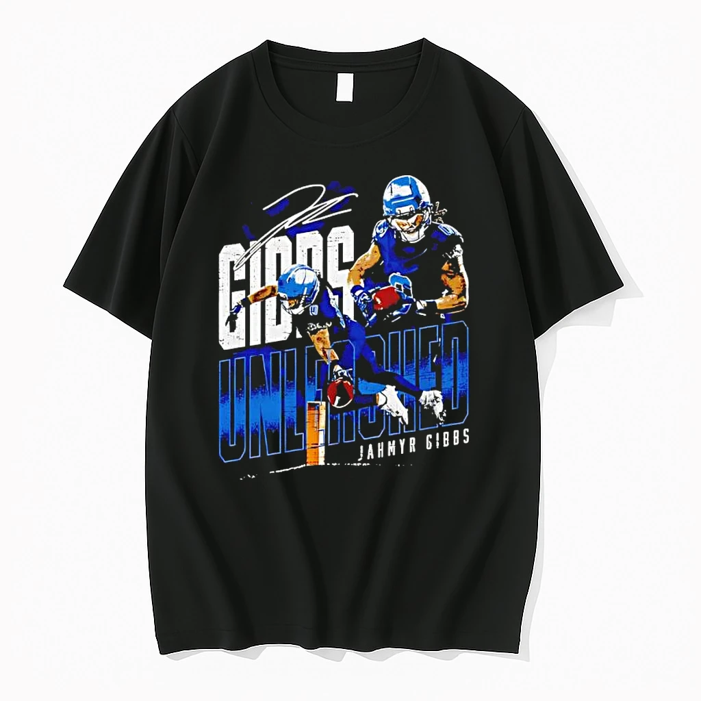 Jahmyr Gibbs Detroit Unleashed Graphic Style Black Shirts