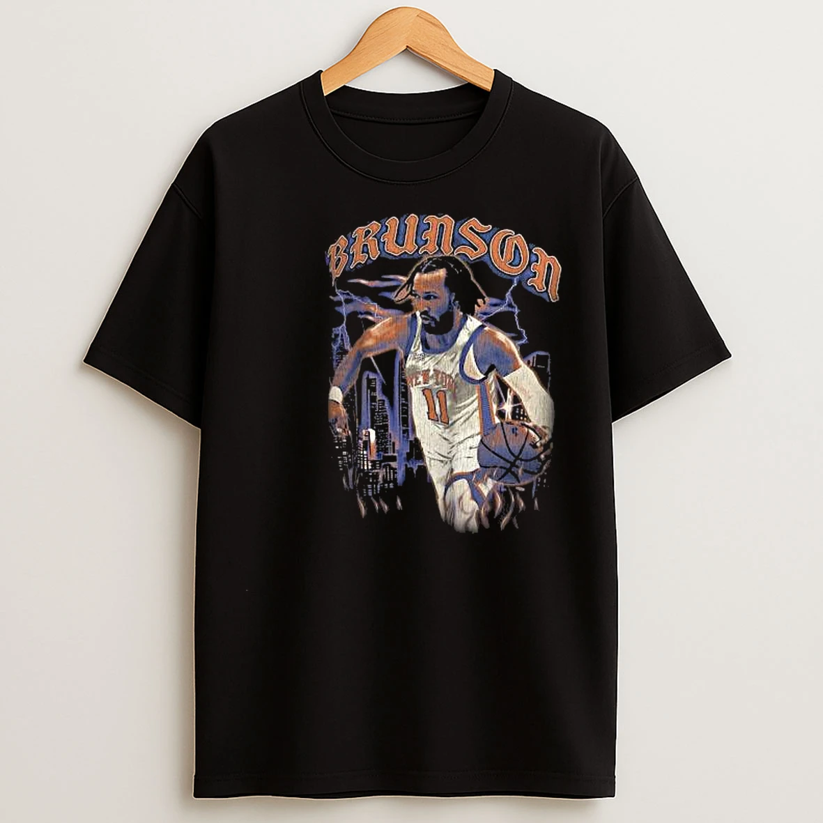 Jalen Brunson New York Knicks 2025 2026 City Edition Player Graphic Circle Black T Shirts