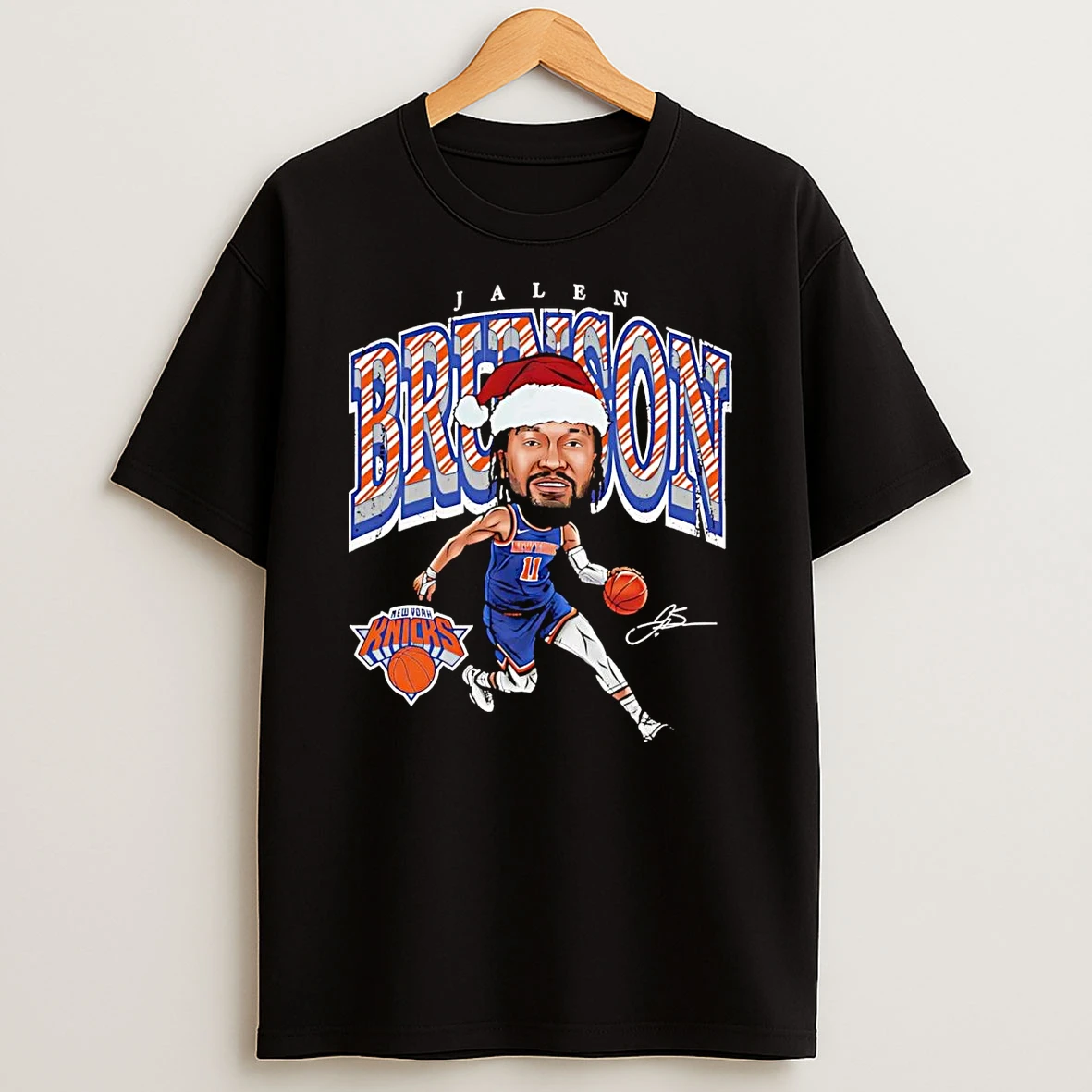 Jalen Brunson Santa Cartoon New York Knicks Shirts