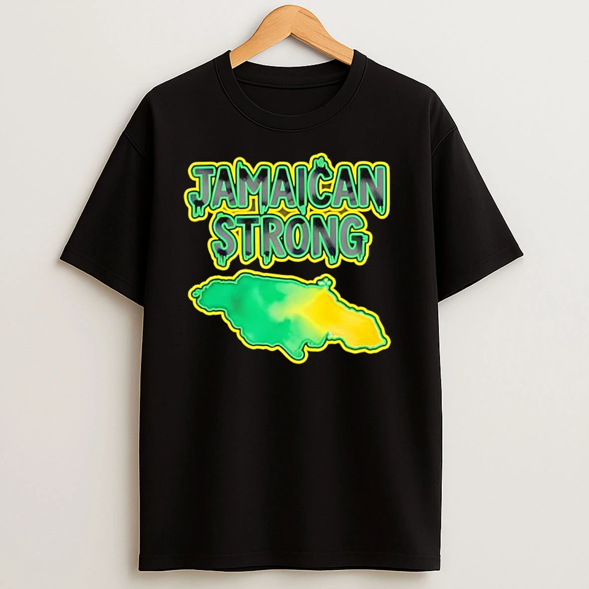 Jamaica Strong Watercolor Style Country Map T Shirts