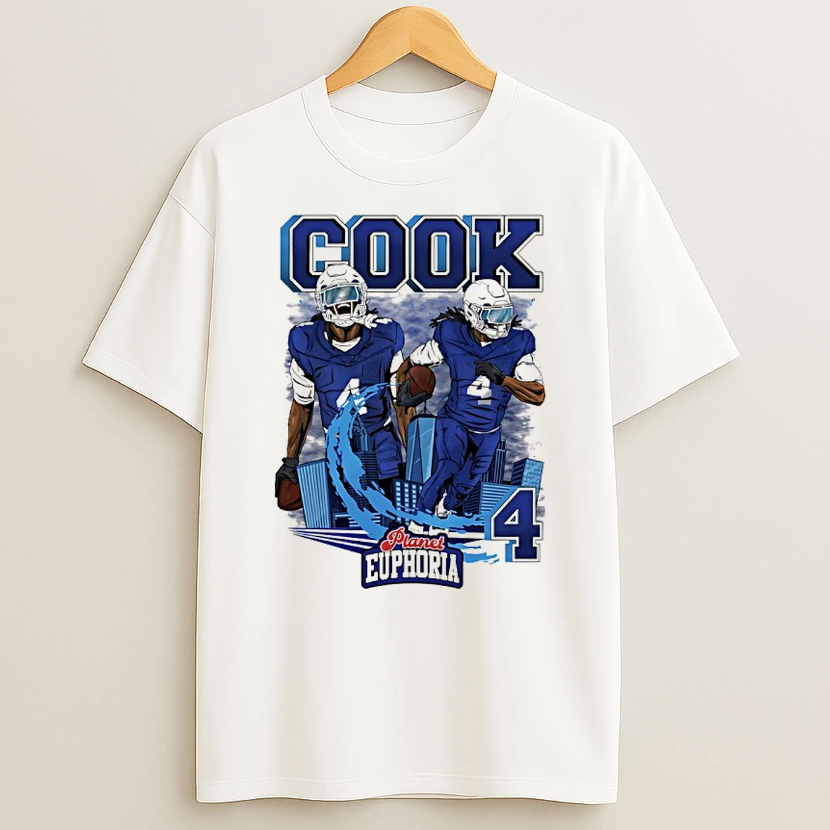James Cook 4 Buffalo Bills Football City Skyline Graphic Shirts