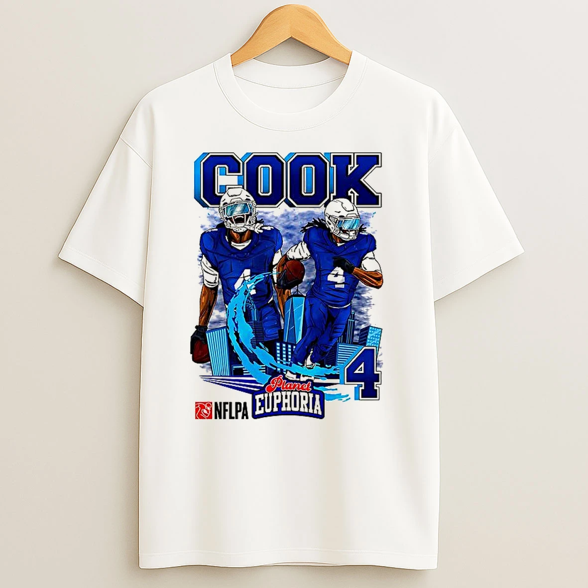 James Cook Buffalo Bills Football Number 4 Skyline Cartoon T Shirts