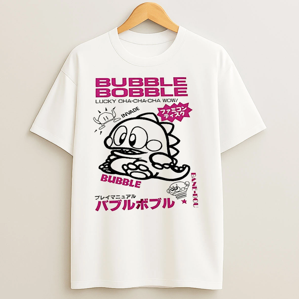 Japanese Bubble Bobble Lucky Cha Cha Cha Wow 80s Vintage T Shirts