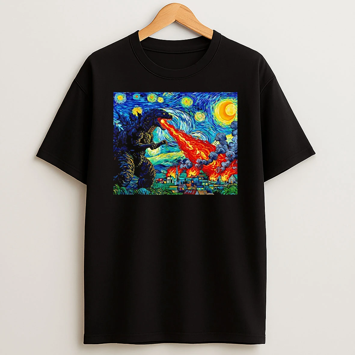 Japanese Monster Kaiju In Van Gogh Starry Night Shirts