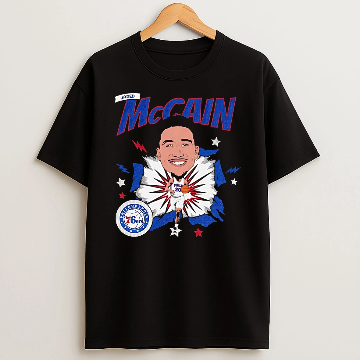Jared Mccain Big Head Caricature Philadelphia 76ers Shirts