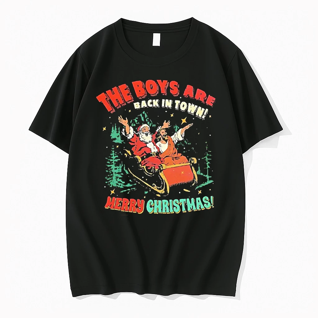 Jesus Santa Sleigh The Boys Are Back In Town Merry Christmas Shirts
