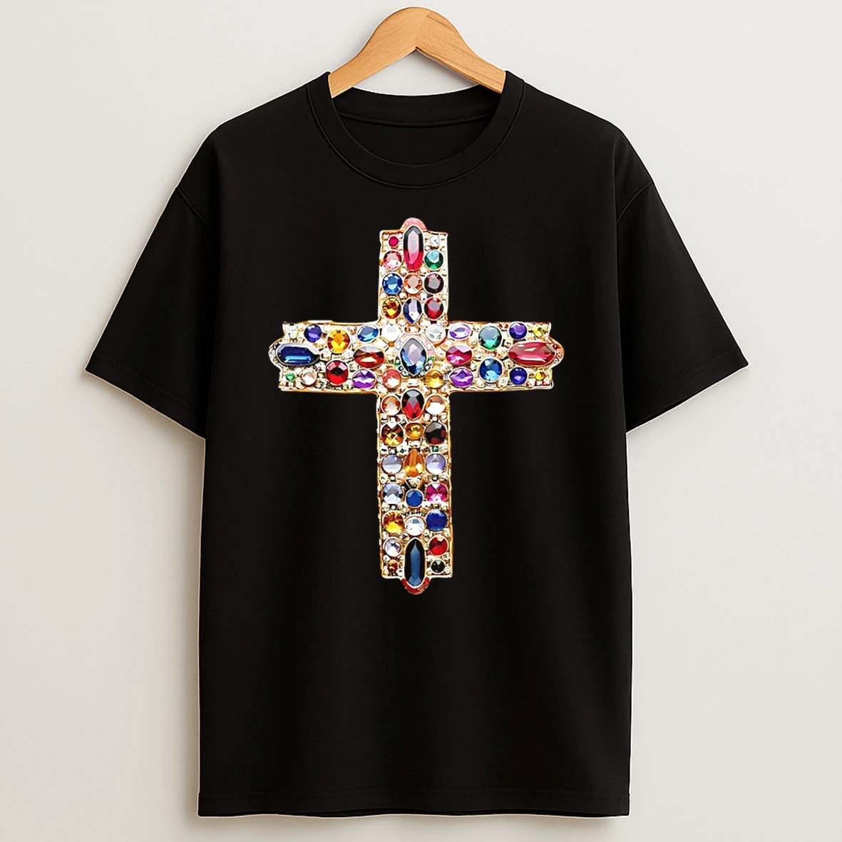 Jewel Cross Diamond Graphic Shirts