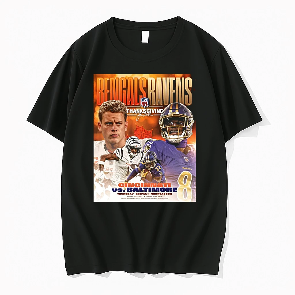 Joe Burrow Cincinnati Bengals Vs Lamar Jackson Baltimore Ravens Nfl Thanksgiving Shirts