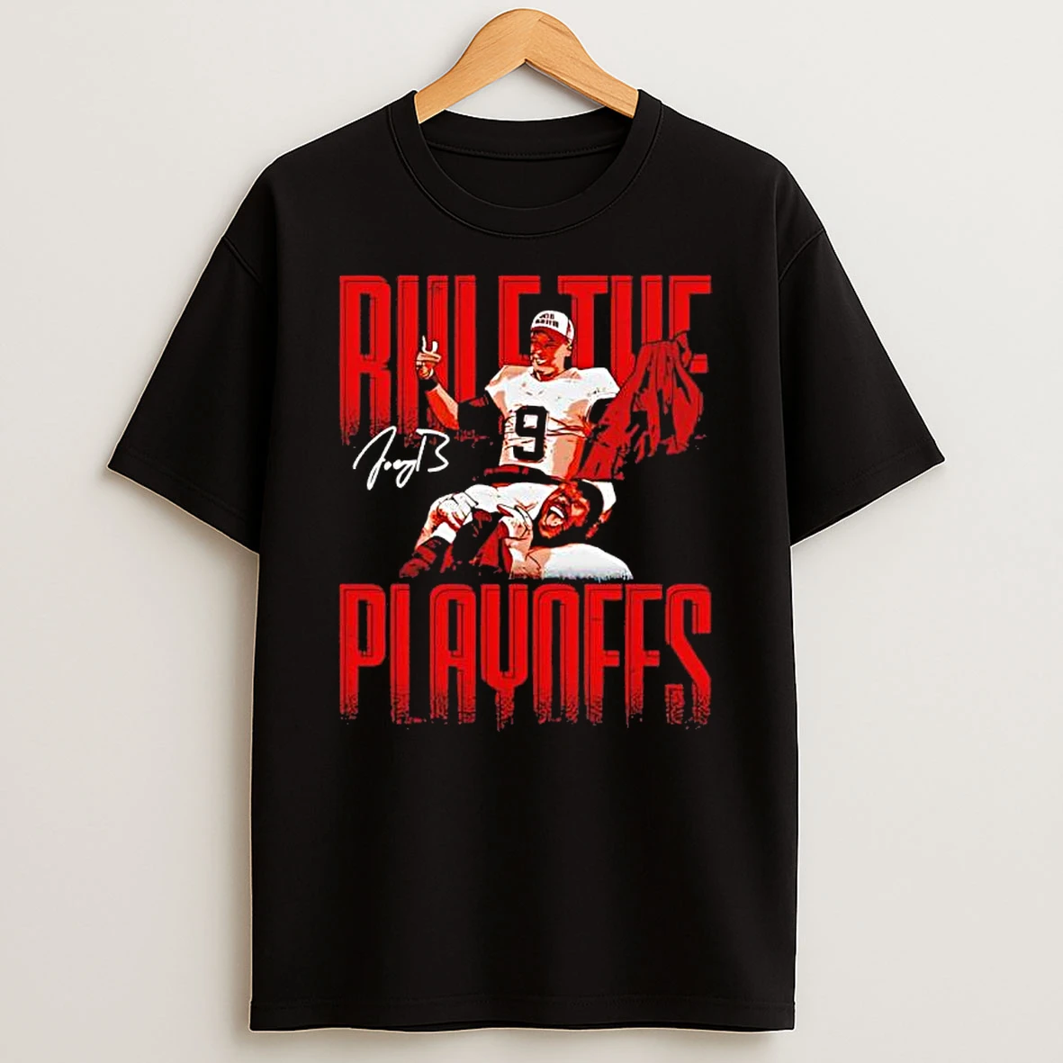 Joe Burrow Cincinnati Rule The Playoffs Signature Black Shirts