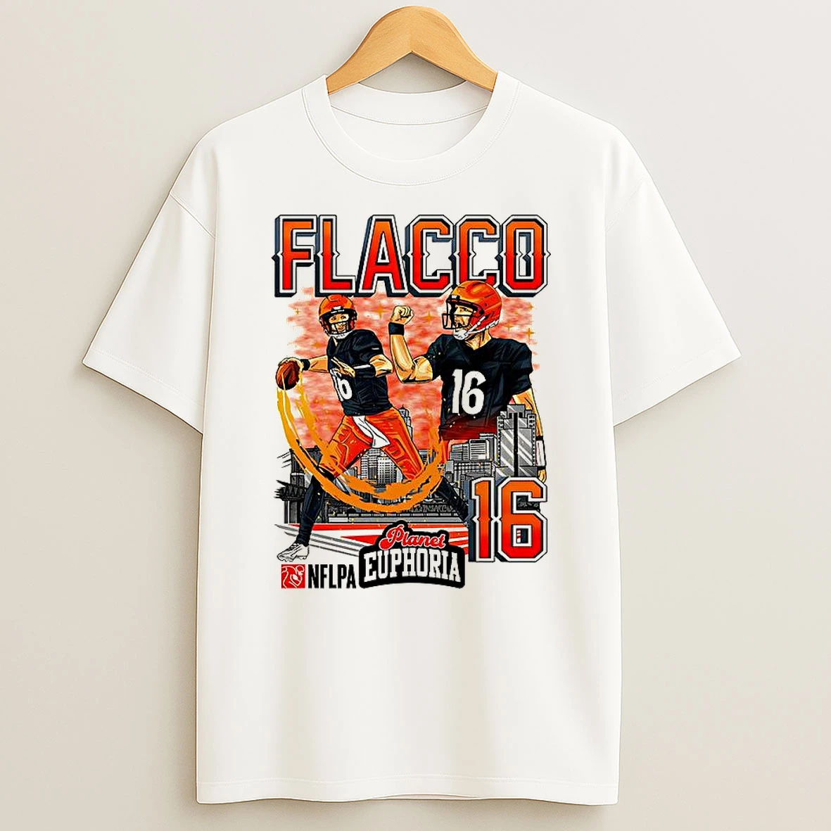 Joe Flacco Cincinnati Bengals Football Number 16 Skyline Cartoon Shirts